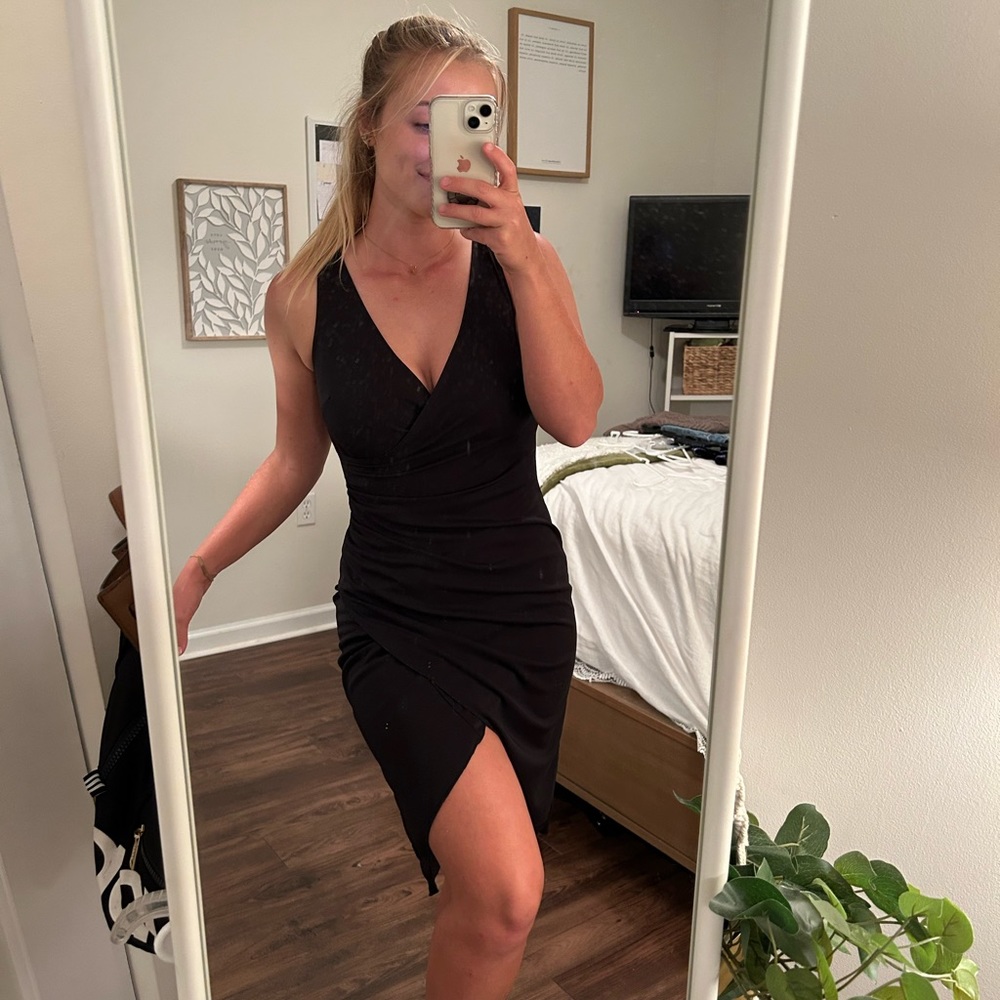 Vintage black dress with ruching